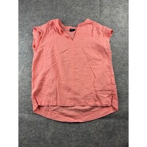 Splendid Women's XS V-Neck Linen Viscose Blouse Top Pink Coastal Boho Breezy